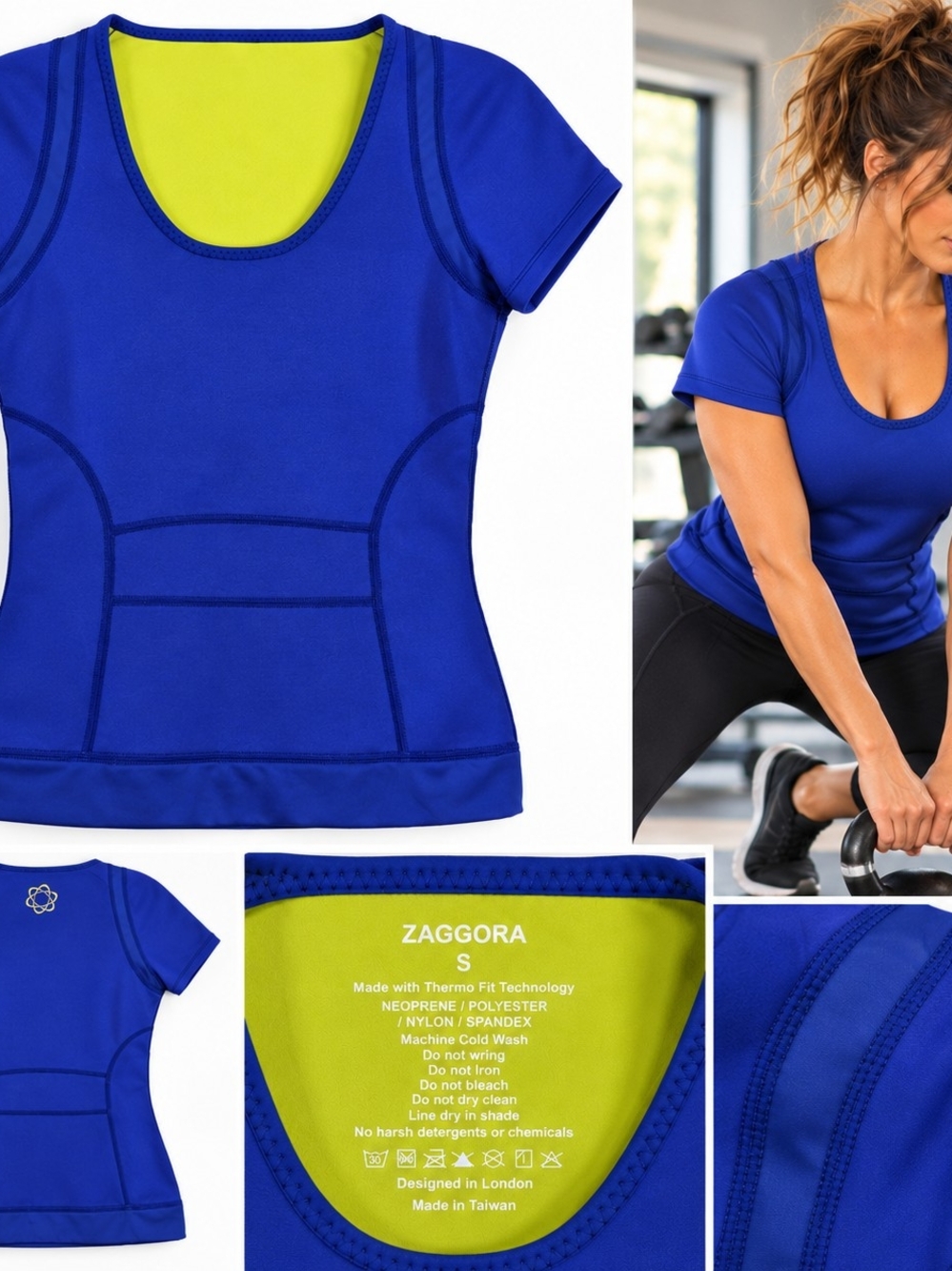 Zaggora Thermo Fit Neoprene Workout Top Small Blue Compression Athletic